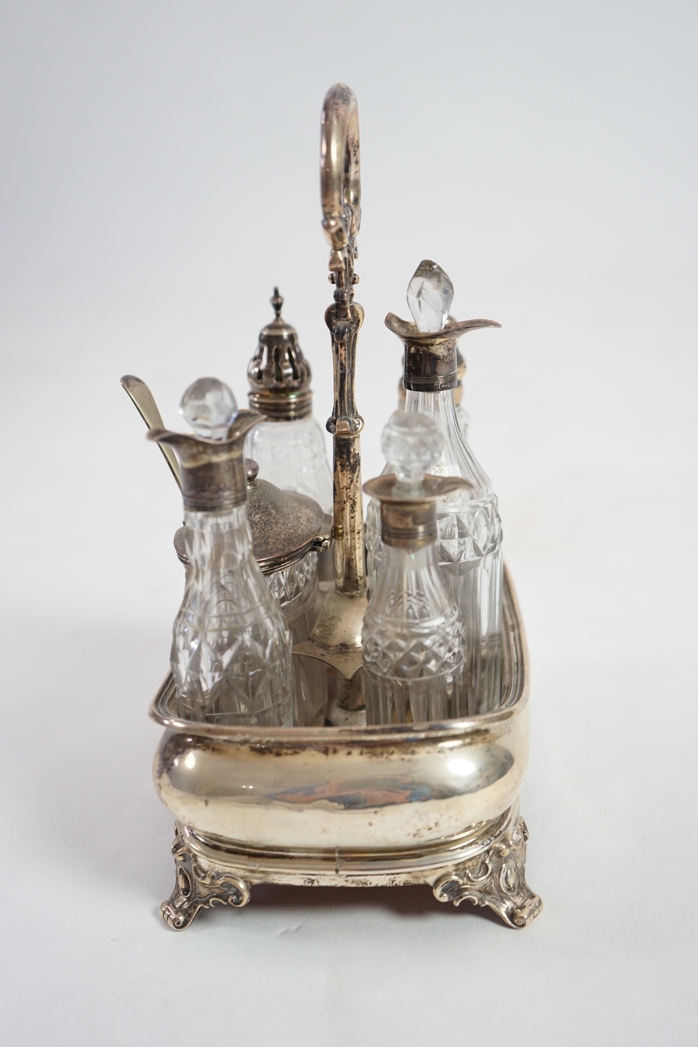 An early 19th century silver cruet stand